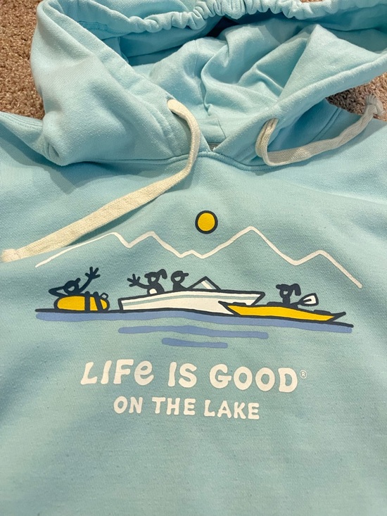 Life Is Good Tops - Life Is Good Light Blue 'On The Lake' Hoodie Boats